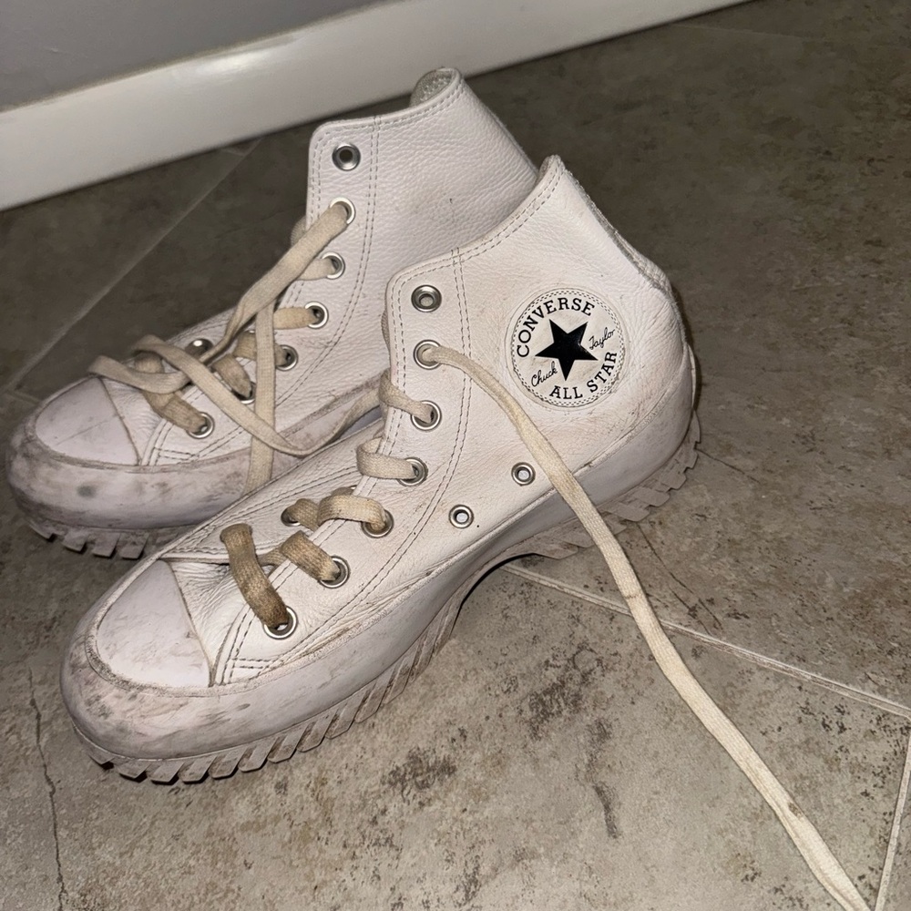 Converse White High-Top Sneakers with Rugged Sole
